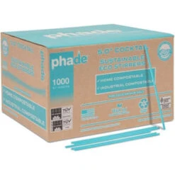 [in]place Wincup Phade 5 Inch Stirrer Straw Teal, Paper Unwrapped, Case Of 1000
