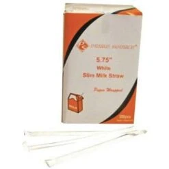 Primesource White Paper Wrap Individual 5.75 " Slim Milk Straw Case Of 500