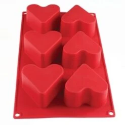 Thunder Group® 4.4 Oz Heart High Heat Silicone Baking Mold With 6-Cavities